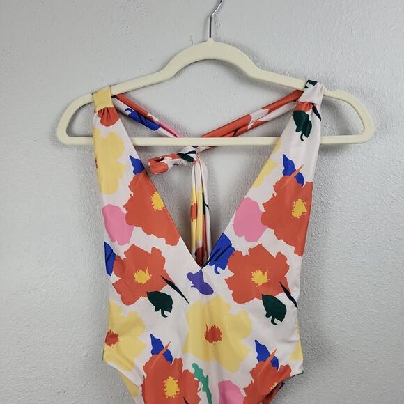 Hoaka Swimwear Womens Multicolor Deep Plunge Front One Piece Swimsuit Sz Small - Picture 3 of 7